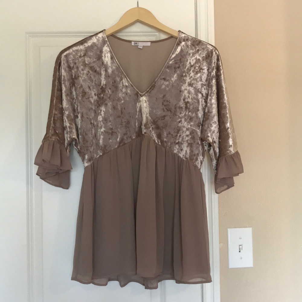 Crushed Velvet Peplum Style Top